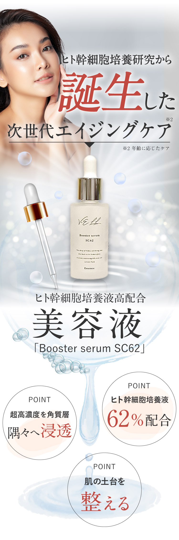 ヒト幹細胞培養研究から誕生した次世代エイジングケア「booster serum SC62」